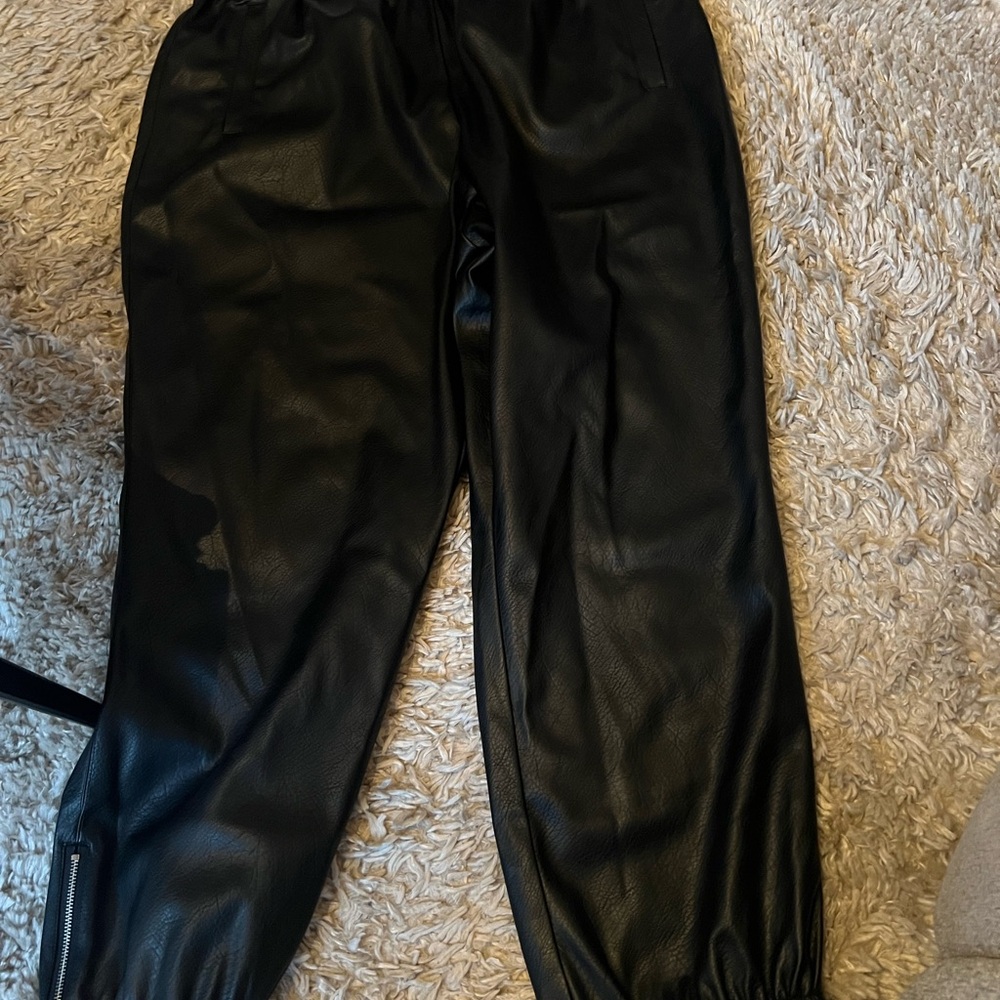 Anthropologie Faux Leather Joggers
